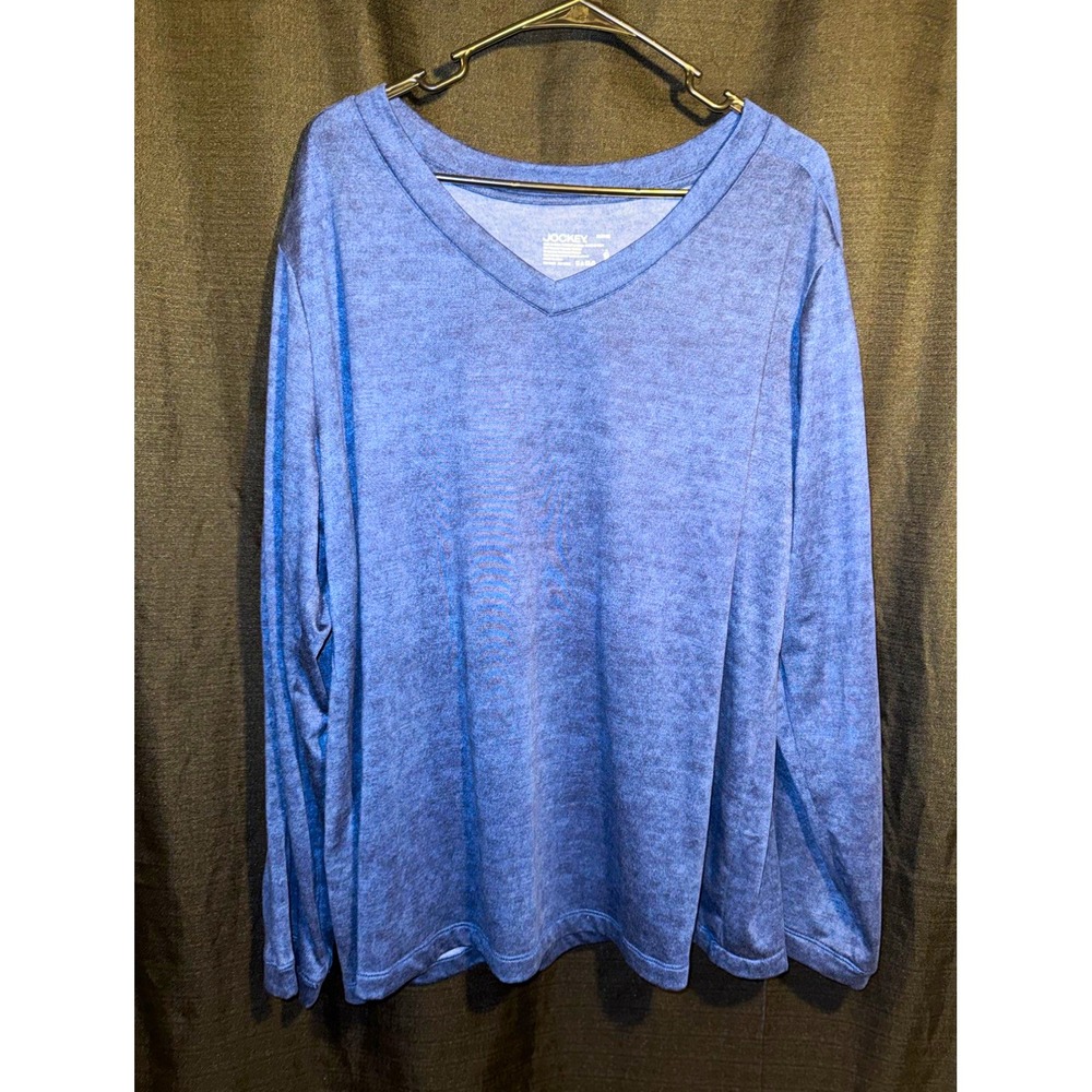 Jockey Womens 2X Blue Heather V Neck Long Sleeve Stretch Activewear Top